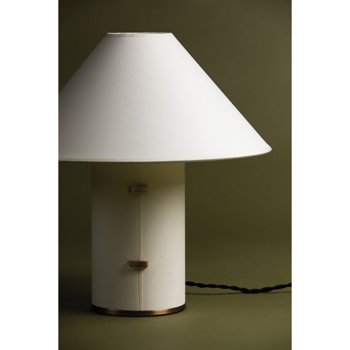 Bond 15 inches Table Lamp Parchment Wrapped Body with Patina Brass Accents