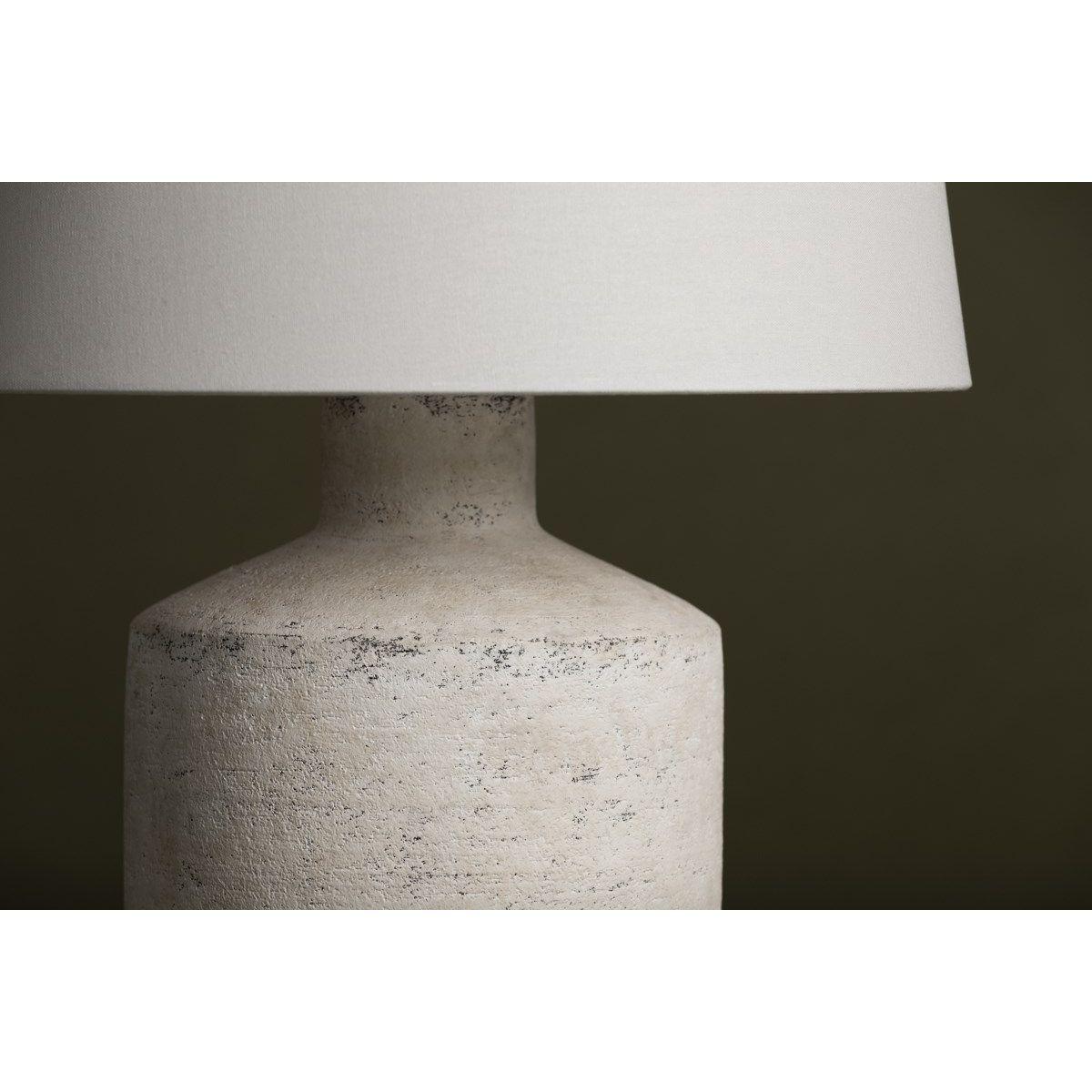 Dallas Table Lamp Ceramic Artifact White with Patina Brass Accents