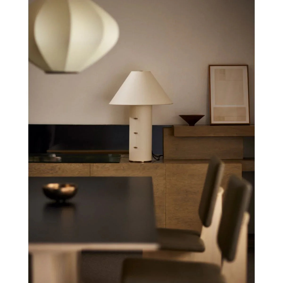 Bond 26 inches Table Lamp Parchment Wrapped Body with Patina Brass Accents - Bees Lighting