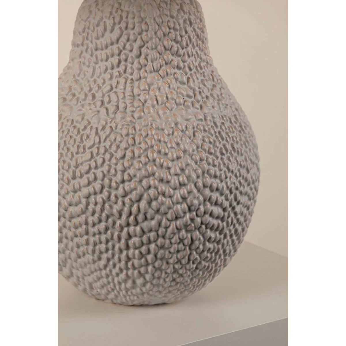 Crater Table Lamp Ceramic Satin White Gold with Patina Brass Accents - Bees Lighting