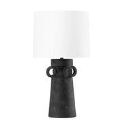 Santa Cruz Table Lamp Ceramic Artifact Black with Patina Brass Accents - Bees Lighting