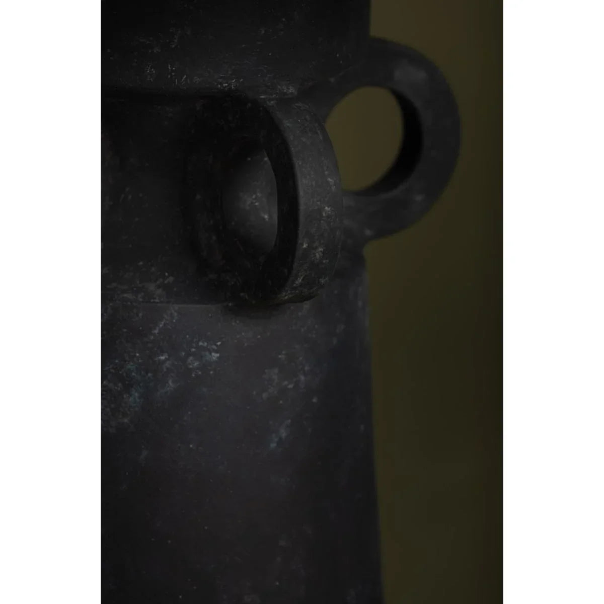 Santa Cruz Table Lamp Ceramic Artifact Black with Patina Brass Accents - Bees Lighting