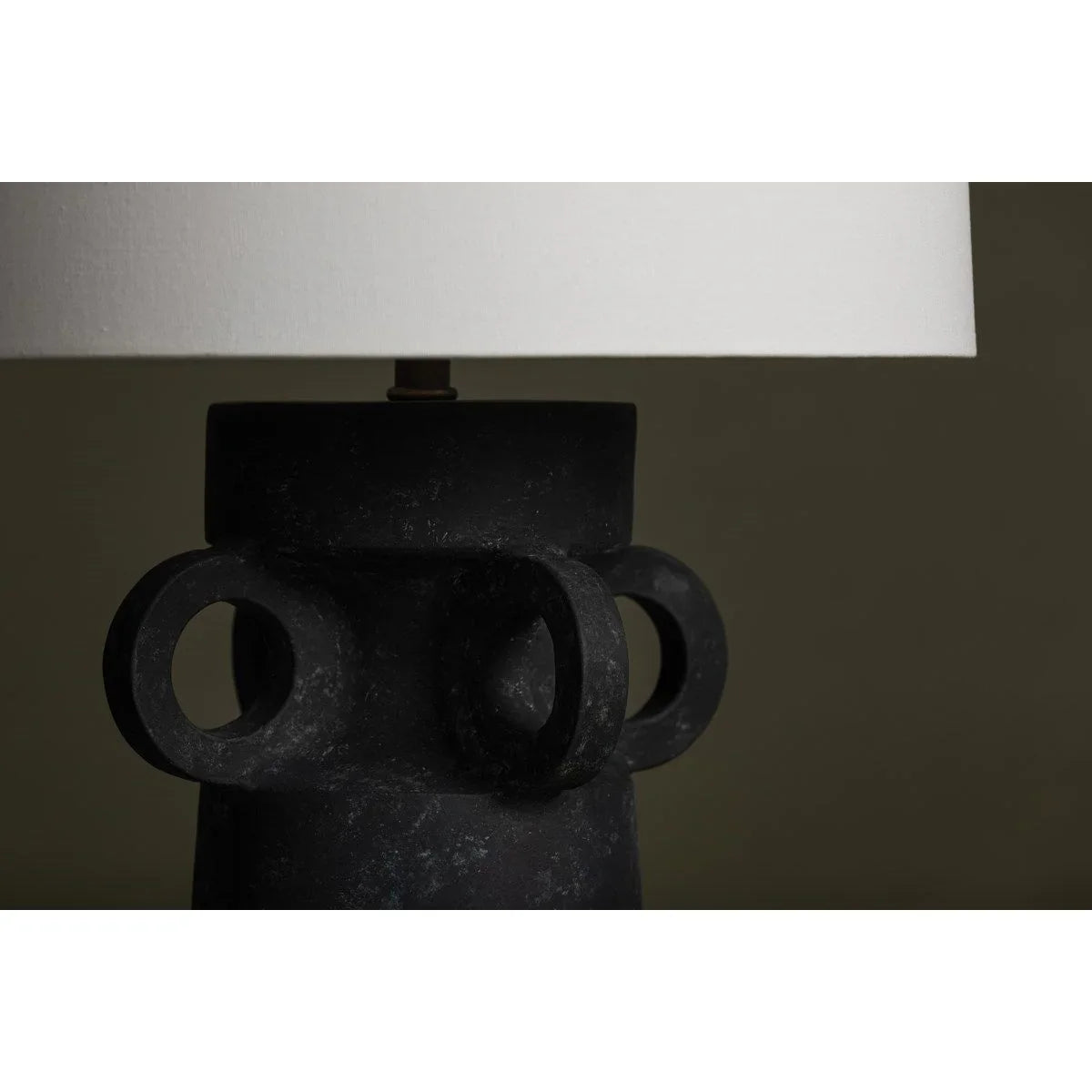 Santa Cruz Table Lamp Ceramic Artifact Black with Patina Brass Accents - Bees Lighting