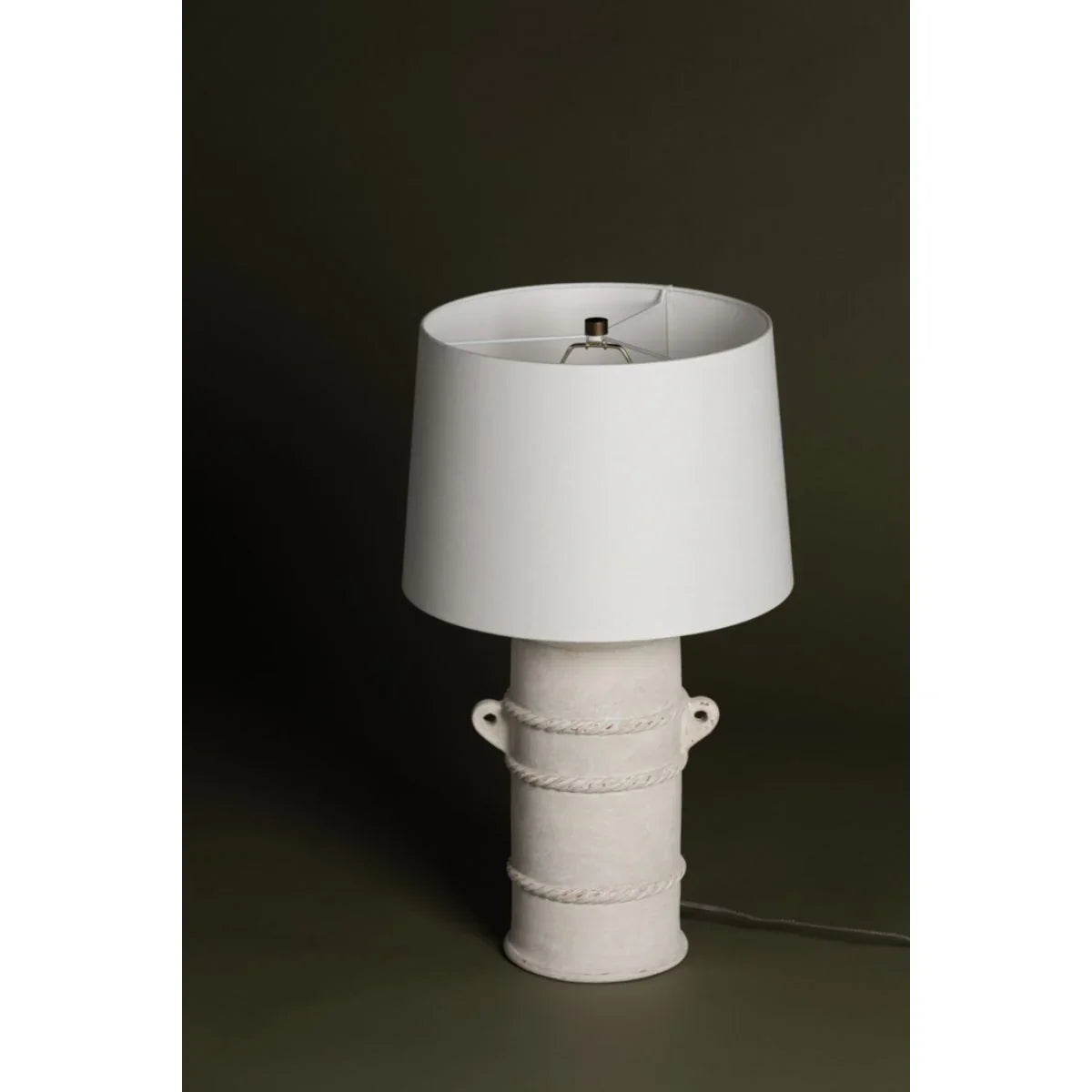 Siena Table Lamp Whitewash Terracotta with Patina Brass Accents - Bees Lighting