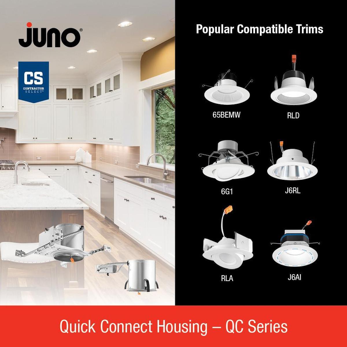 Juno Quick Connect, LED New Construction Housing, 4 in, IC Rated, 120V, Pack Of 6 - Bees Lighting