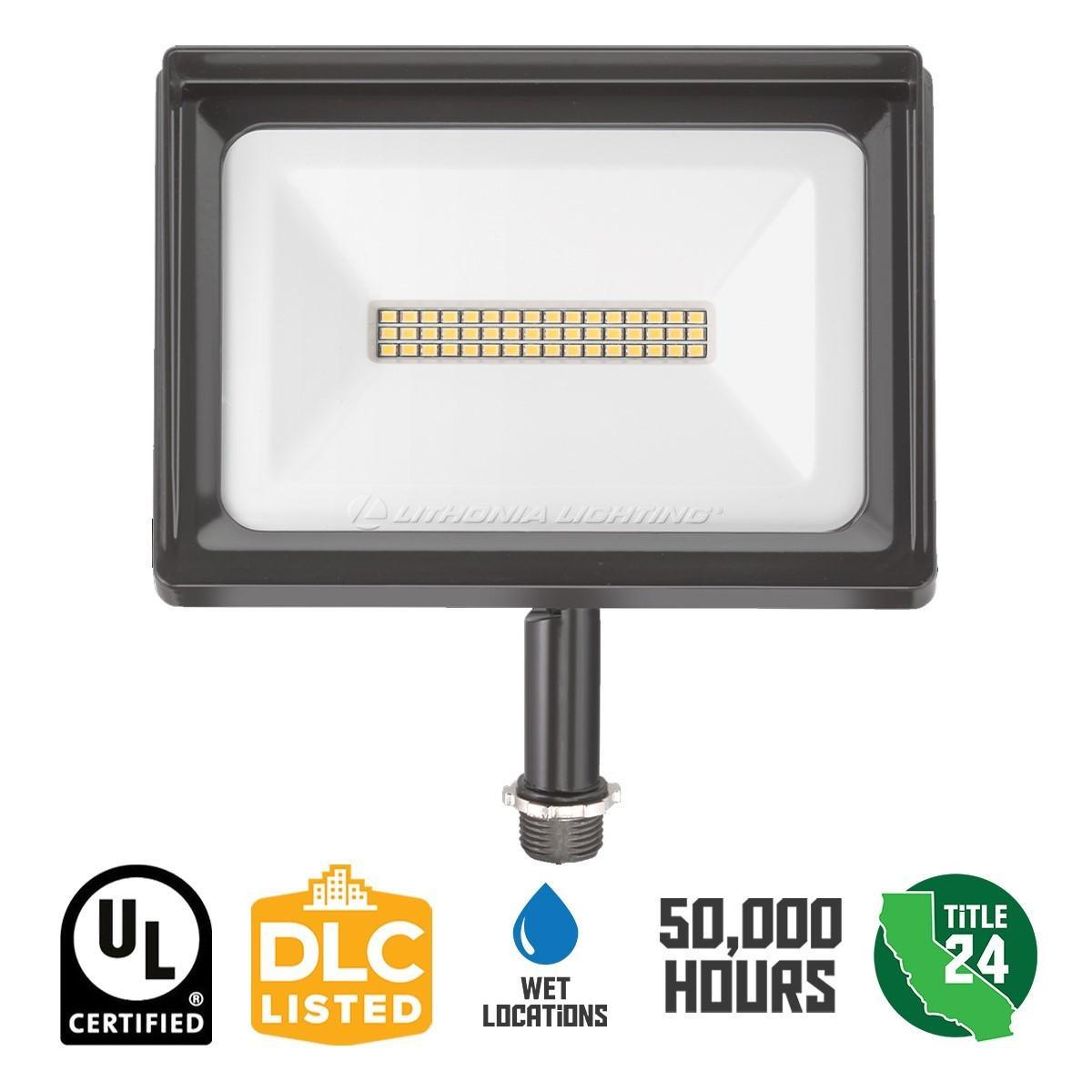 LED Flood Lights 4,000 Lumens 4000K, 300W Equal, Dark Bronze Knuckle Mount - Bees Lighting