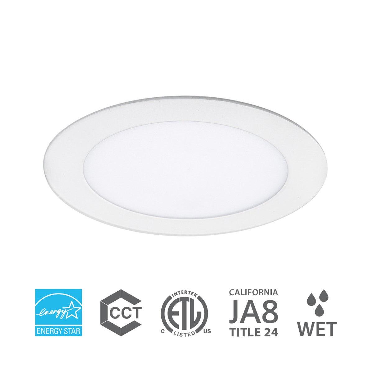 6 In. Wafer-Thin Lotos LED Canless LED Recessed Light, 12 Watt, 1200 Lumens, Selectable CCT, 2700K to 5000K, 120/277V - Bees Lighting
