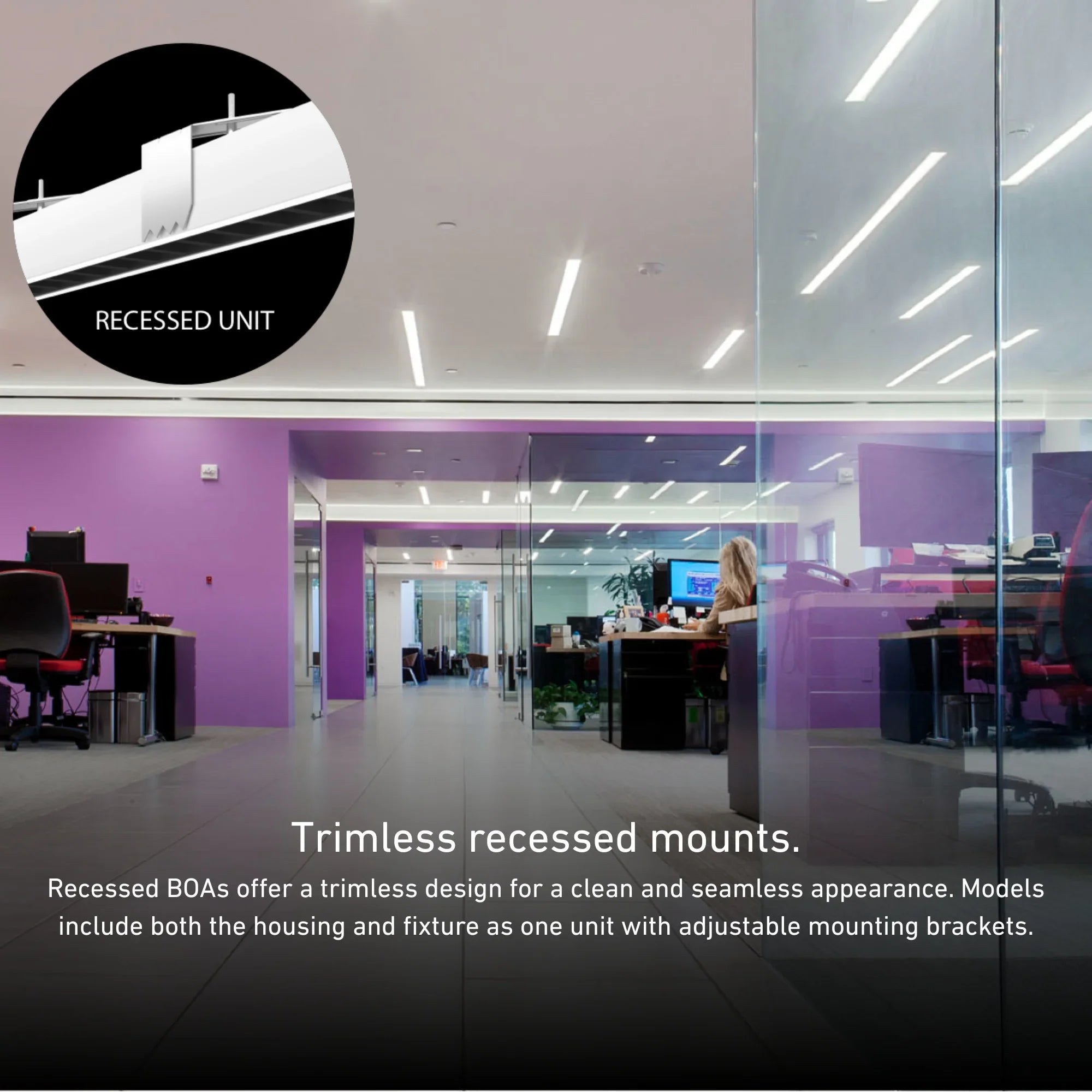 LED Strip Light Fixture, 80W, 11150lm, 30K/35K/40K, 120-277V, White, Louvers Lens - Bees Lighting