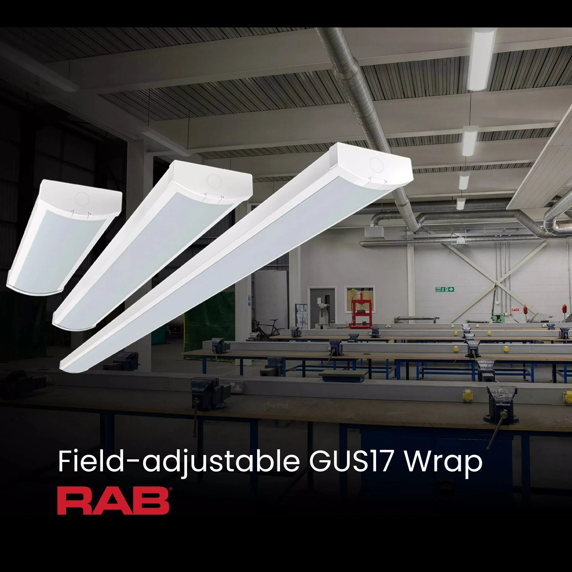 4ft LED Wraparound Light, 50W, 5800 Lumens, 35K/40K/50K, 120-277V, Motion Sensor