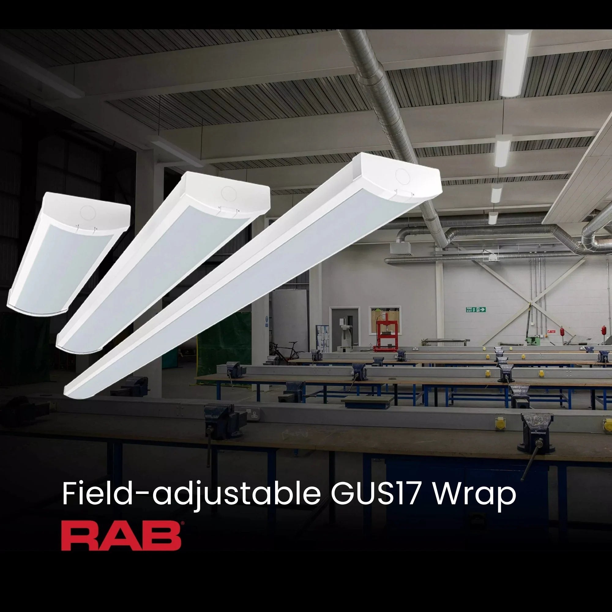 4ft LED Wraparound Light, 50W, 5800 Lumens, 35K/40K/50K, 120-277V, Motion Sensor