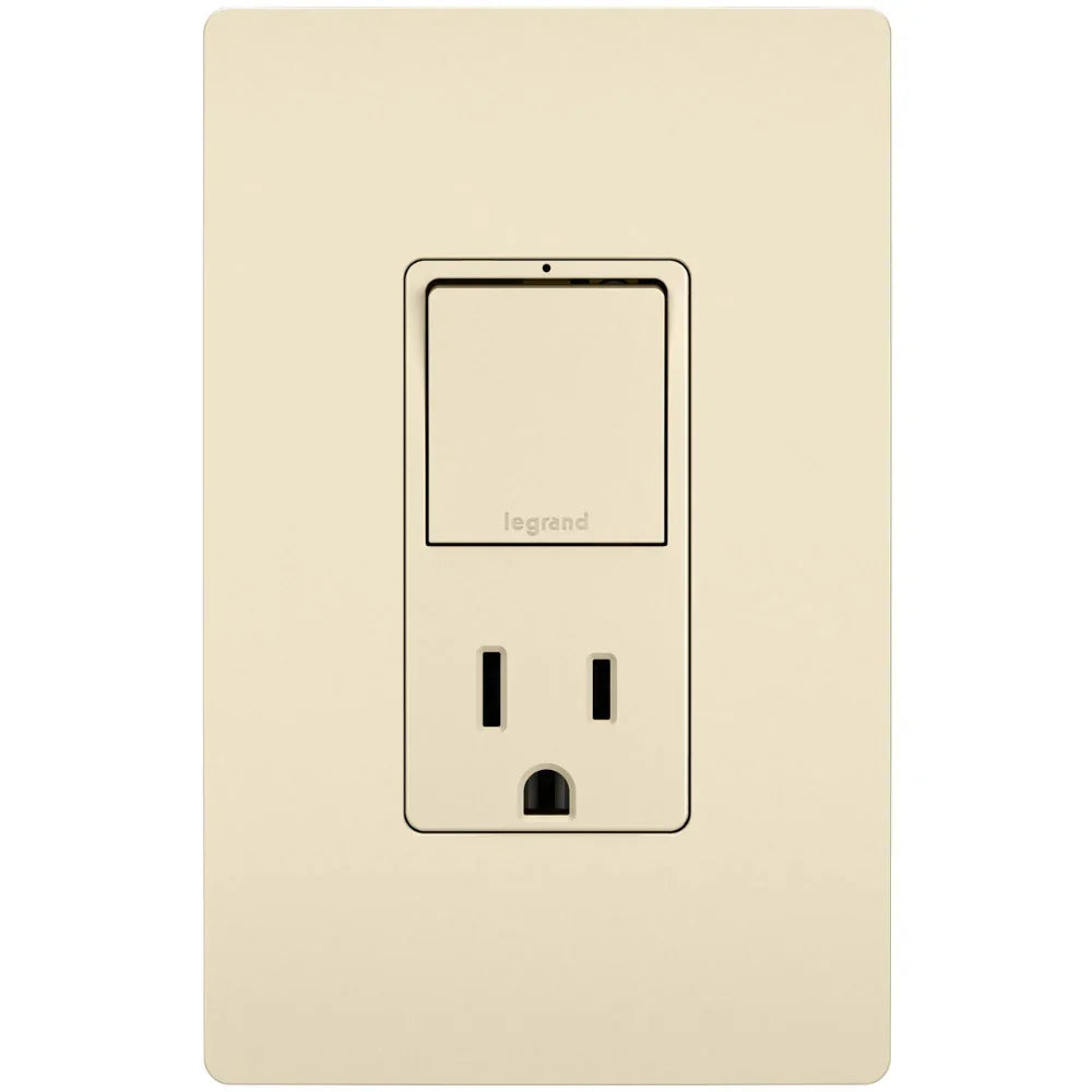 radiant Single Pole/3-Way Switch with 15A Tamper-Resistant Outlet, Light Almond - Bees Lighting