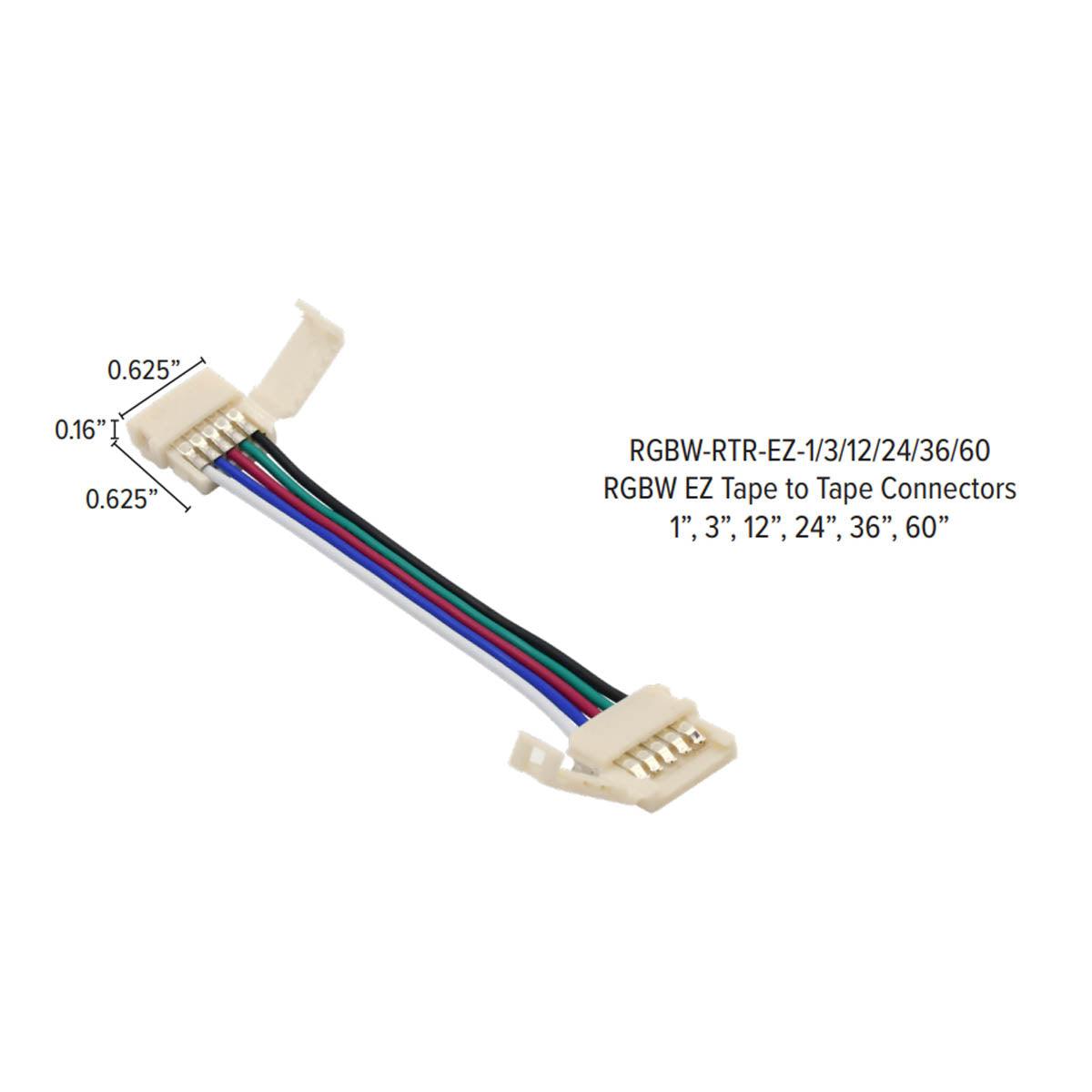 36in. Tape to Tape Connector for LTR-S RGBW Tape Light - Bees Lighting