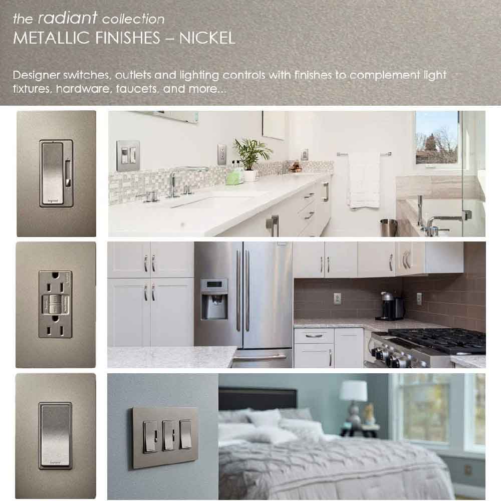radiant 6-Gang Screwless Wall Plate, Nickel