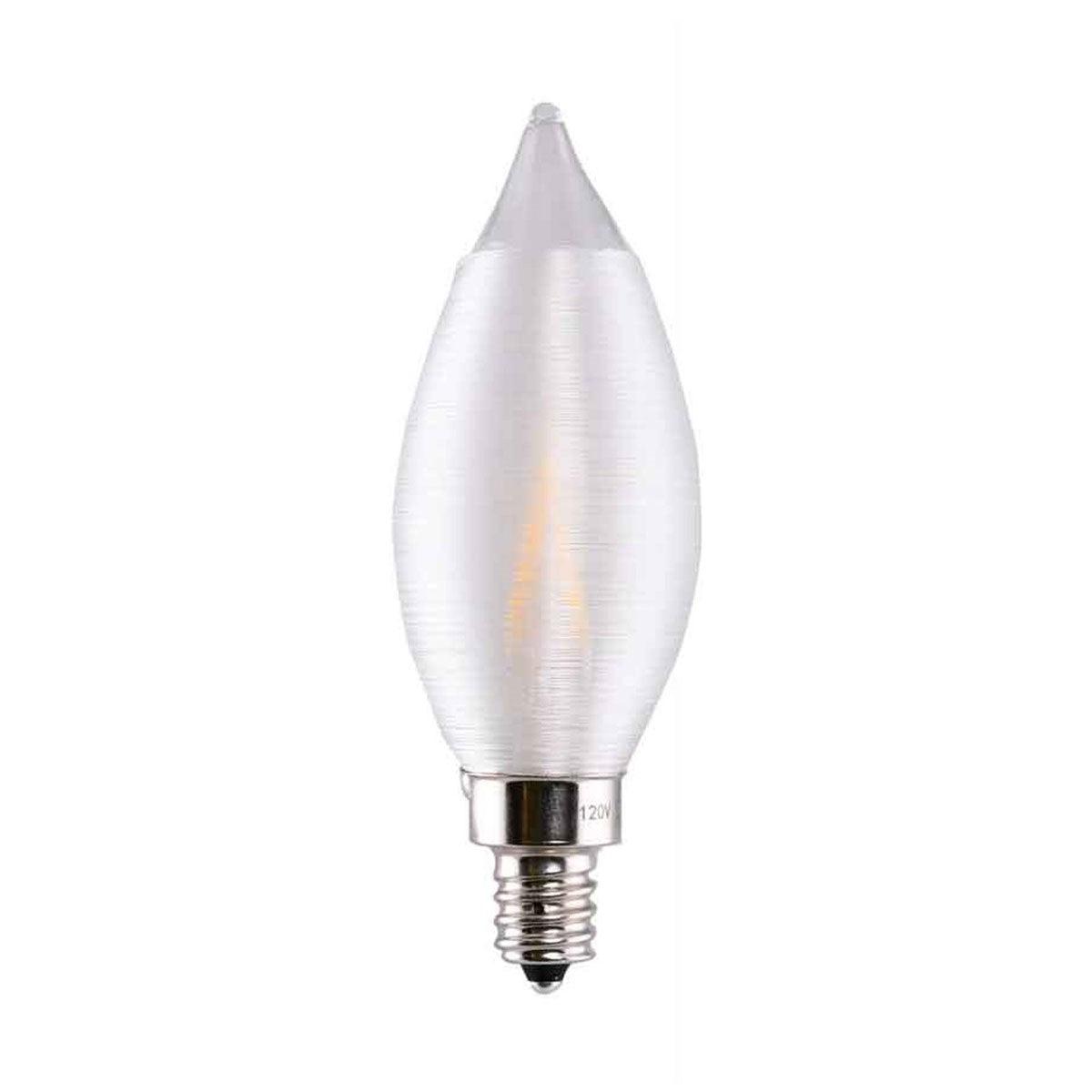 CA11 Candle Filament LED Bulb, 2 Watt, 150 Lumens, 2700K, E12 Candelabra Base, Frosted Finish - Bees Lighting
