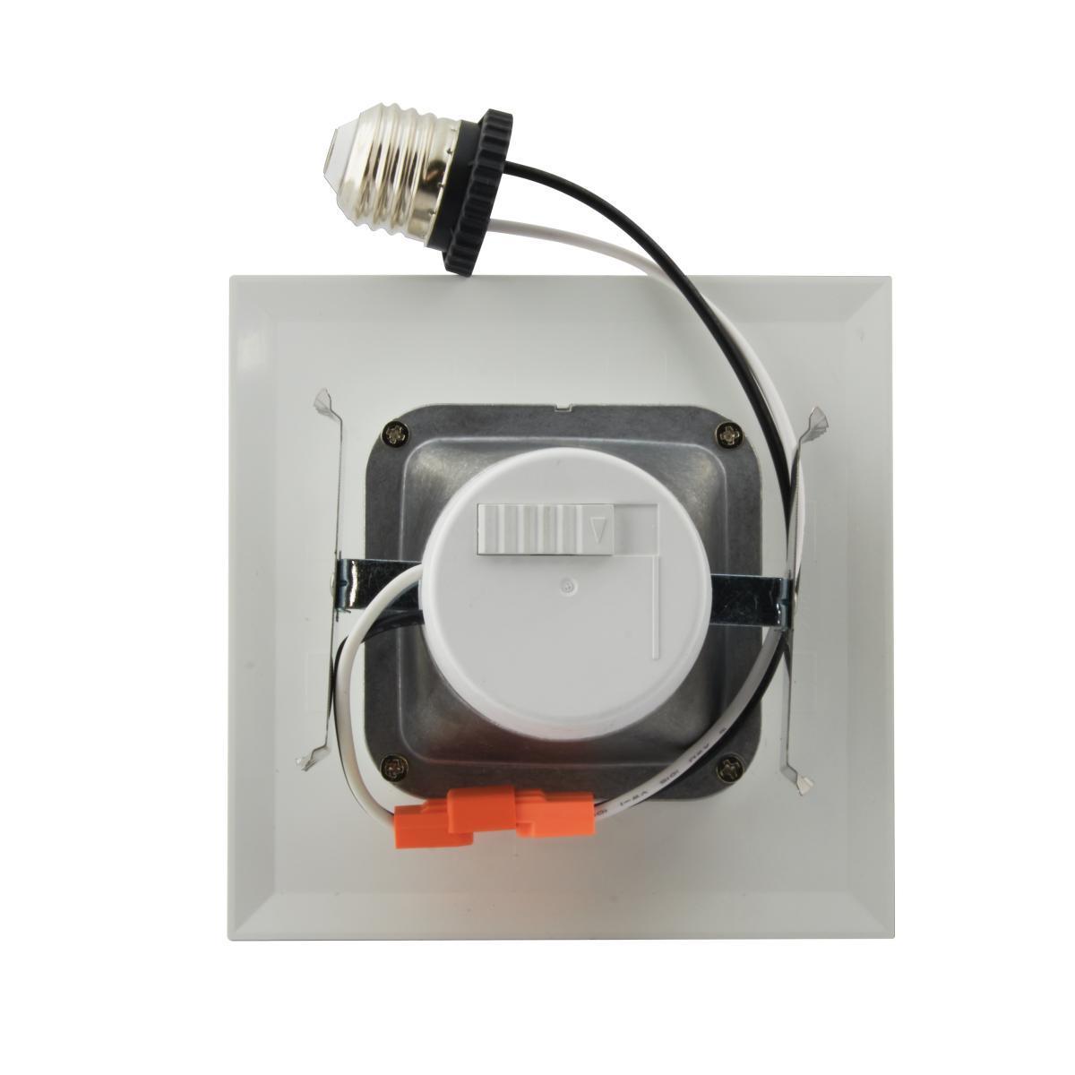 4 Inch Square Retrofit LED Can Light, 6 Watt, 600 Lumens, Selectable CCT, 2700K to 5000K, Baffle Trim - Bees Lighting
