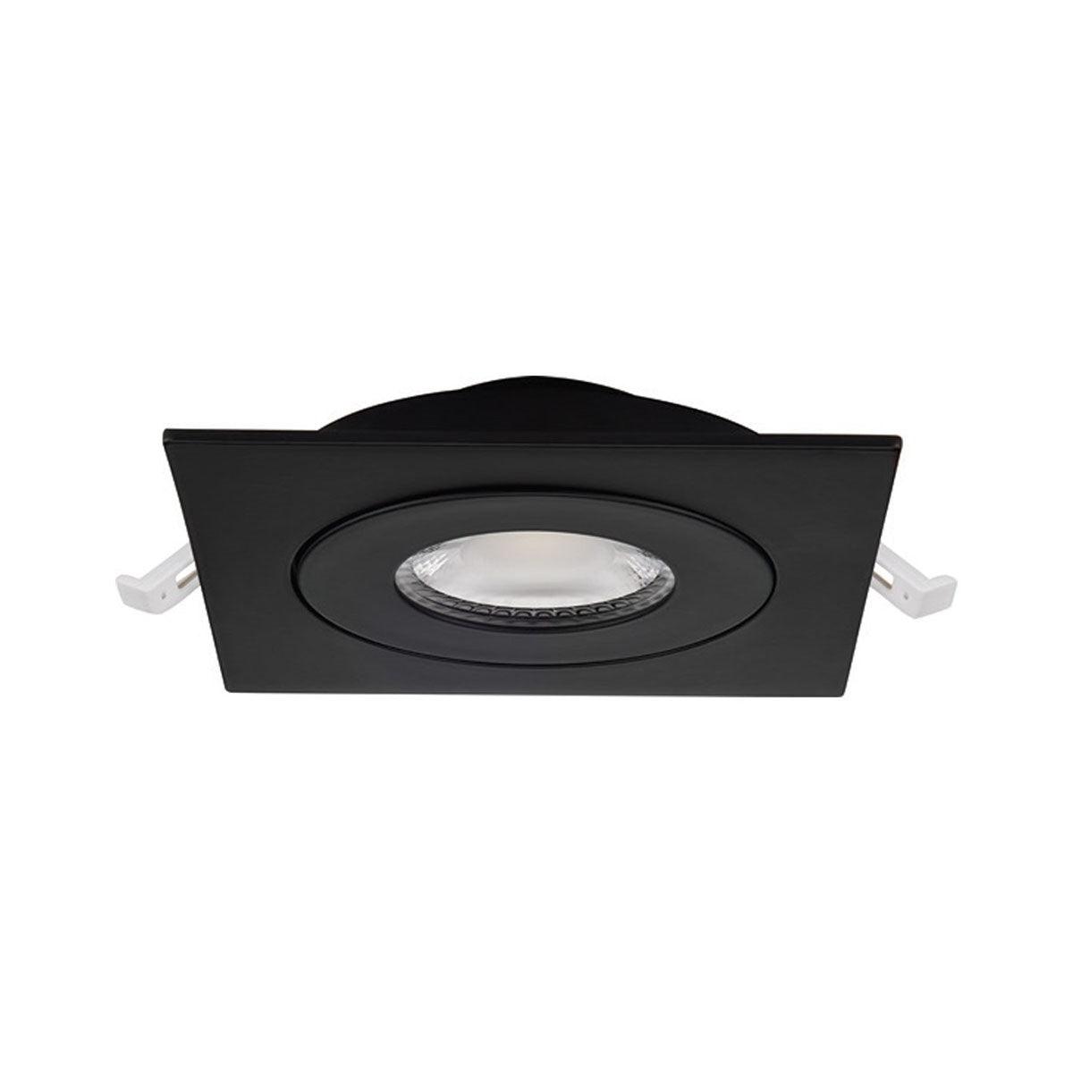 4 Inch Square Gimbal Downlight with Remote Driver, Square, 9 Watt, 750 Lumens, Selectable CCT, 2700K to 5000K, Remote Driver, Black Finish