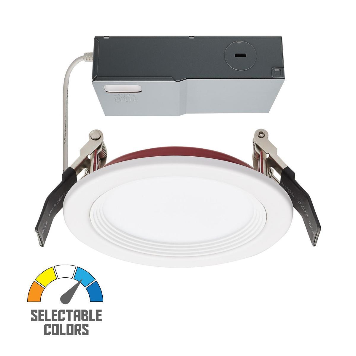 LED Fire Rated Slim Fit Downlight, Stepped Baffle, 4 Inch, 10 Watt, 800 Lumens, Selectable CCT, 2700K to 5000K, 120V - Bees Lighting