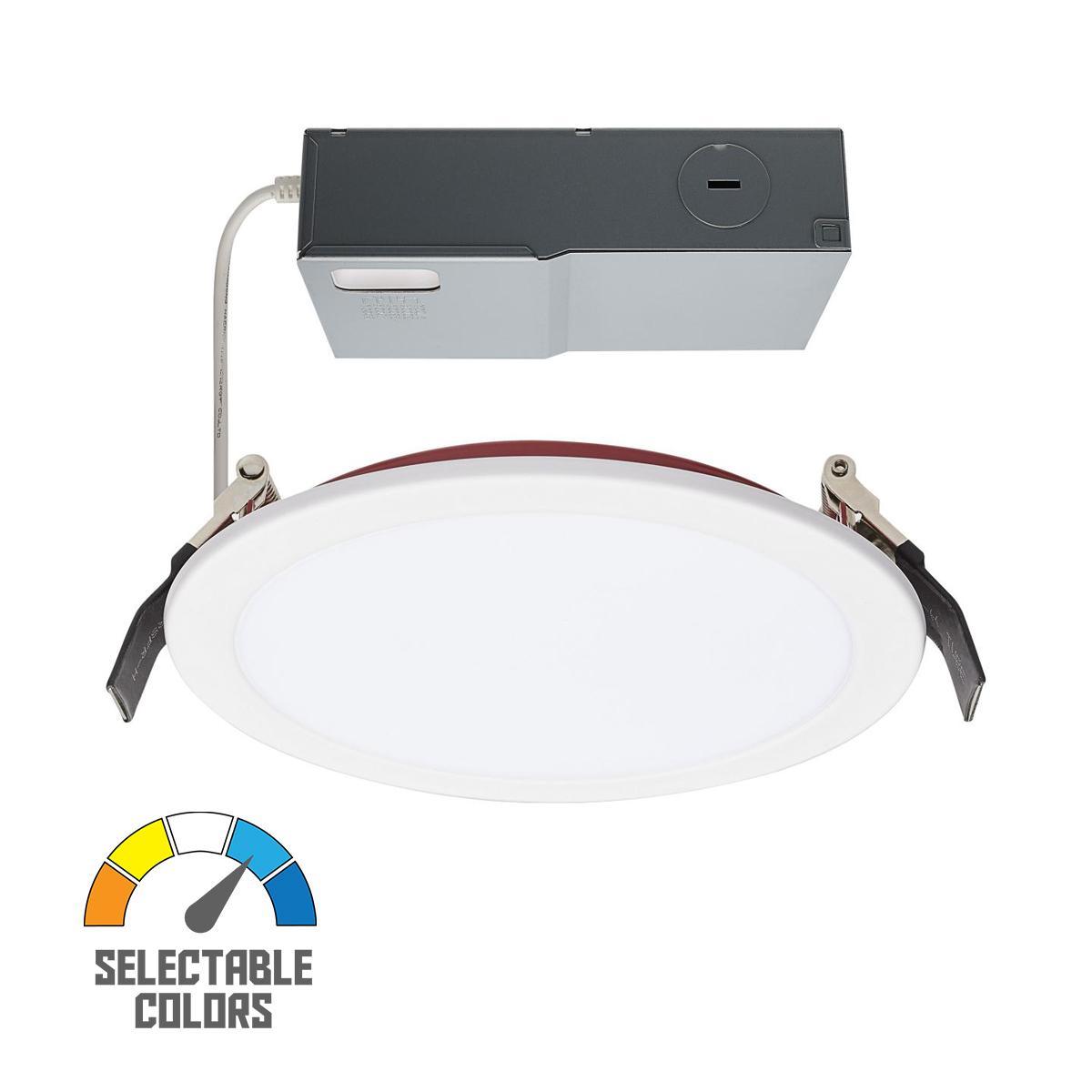 LED Fire Rated Slim Fit Downlight, Flat Lens, 6 Inch, 13 Watt, 1050 Lumens, Selectable CCT, 2700K to 5000K, 120/277V
