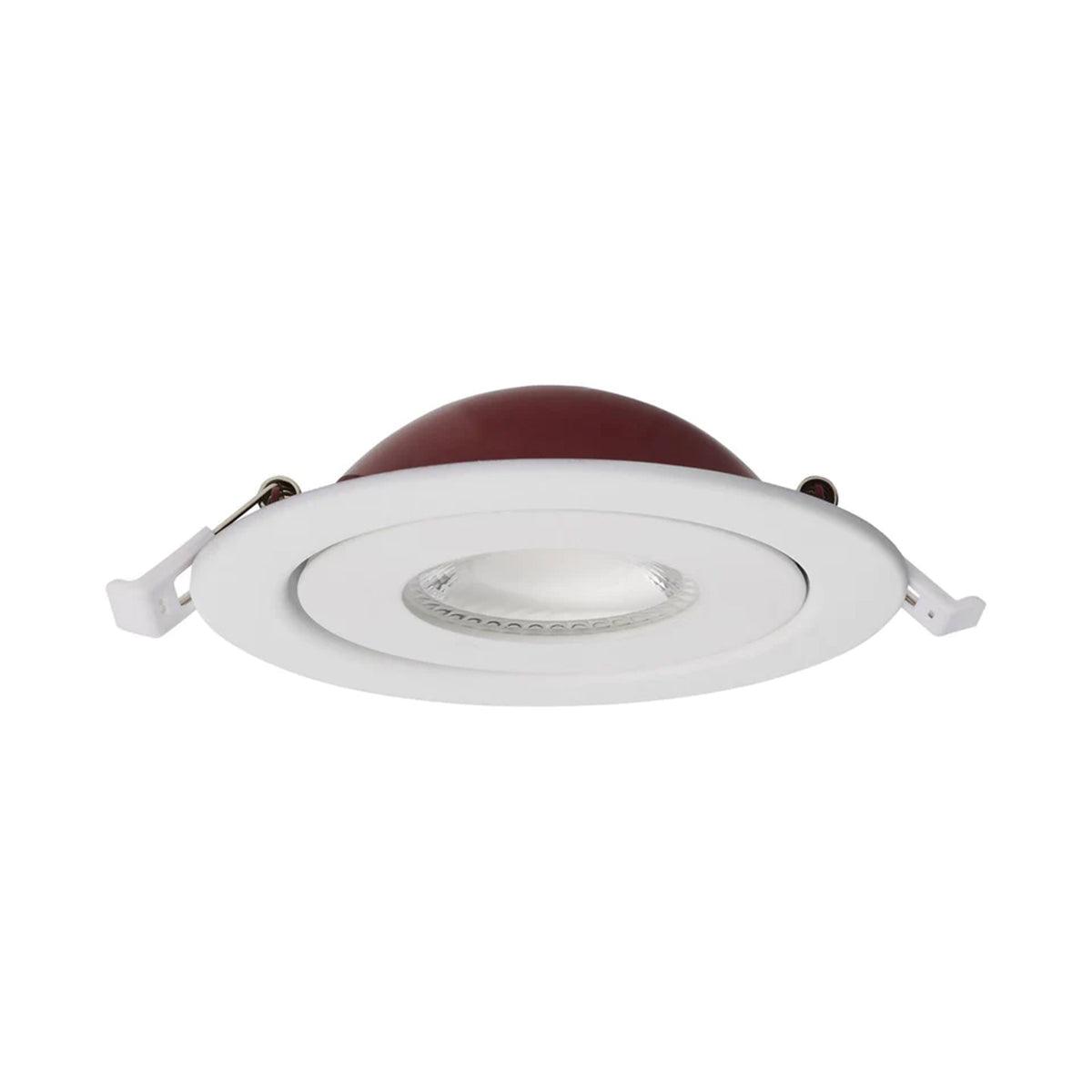 4 Inch Round LED Fire Rated Directional Downlight, 9 Watt, 650 Lumens, Selectable CCT 2700K to 5000K, Adjustable Trim