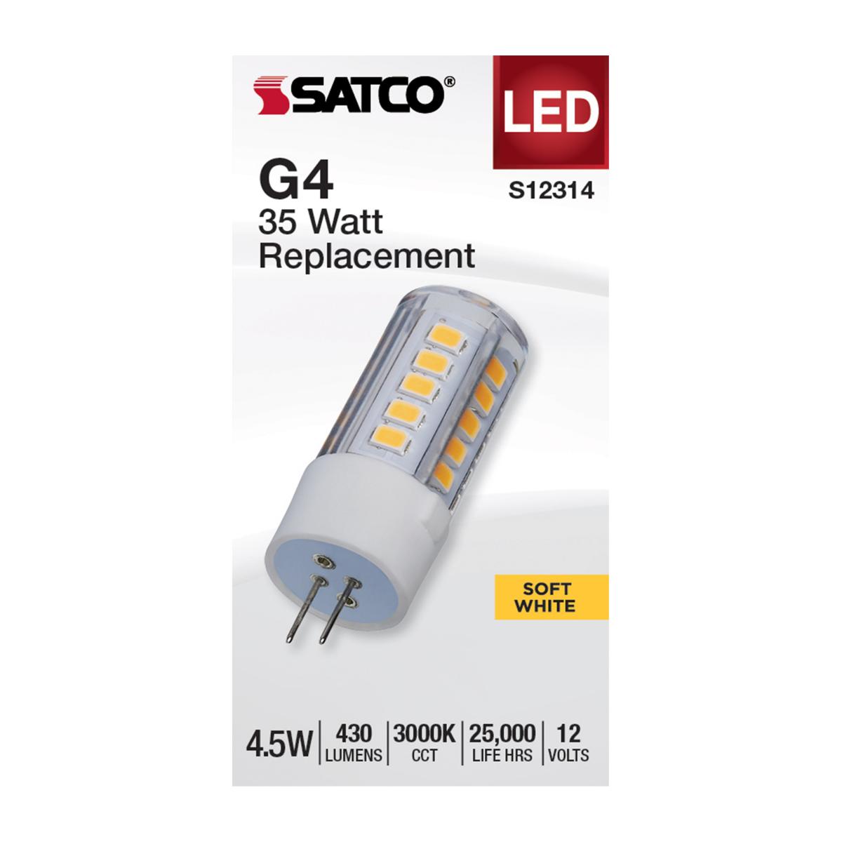 T6 Mini LED Bulb, 4.5 Watts, 430 Lumens, 3000K, G4 Base, Clear Finish, 12V - Bees Lighting