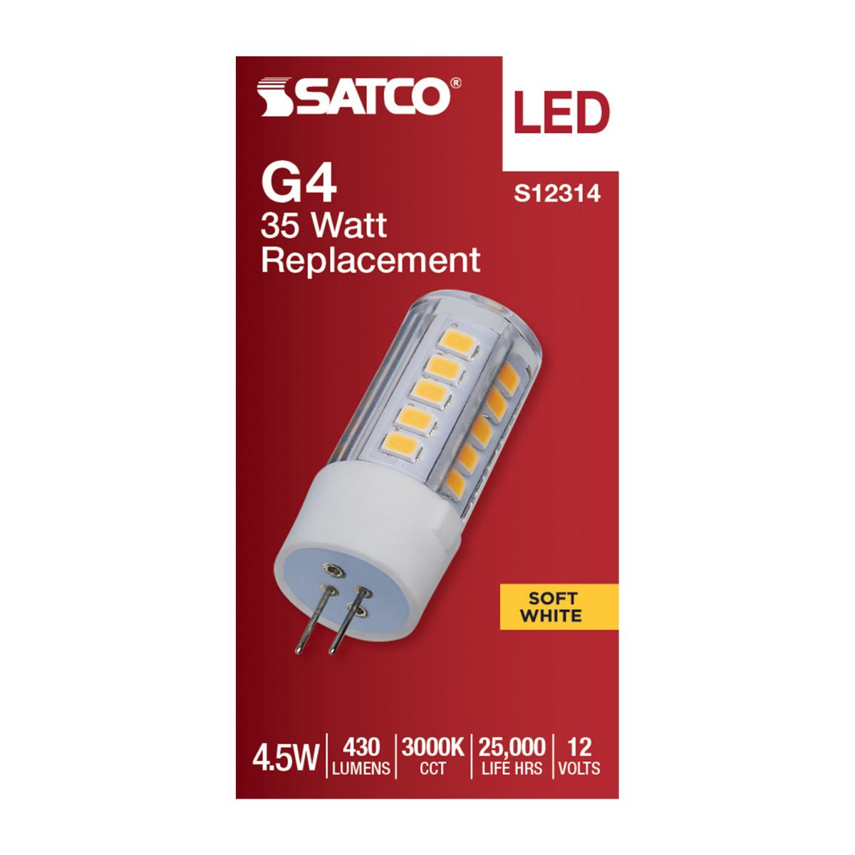 T6 Mini LED Bulb, 4.5 Watts, 430 Lumens, 3000K, G4 Base, Clear Finish, 12V - Bees Lighting