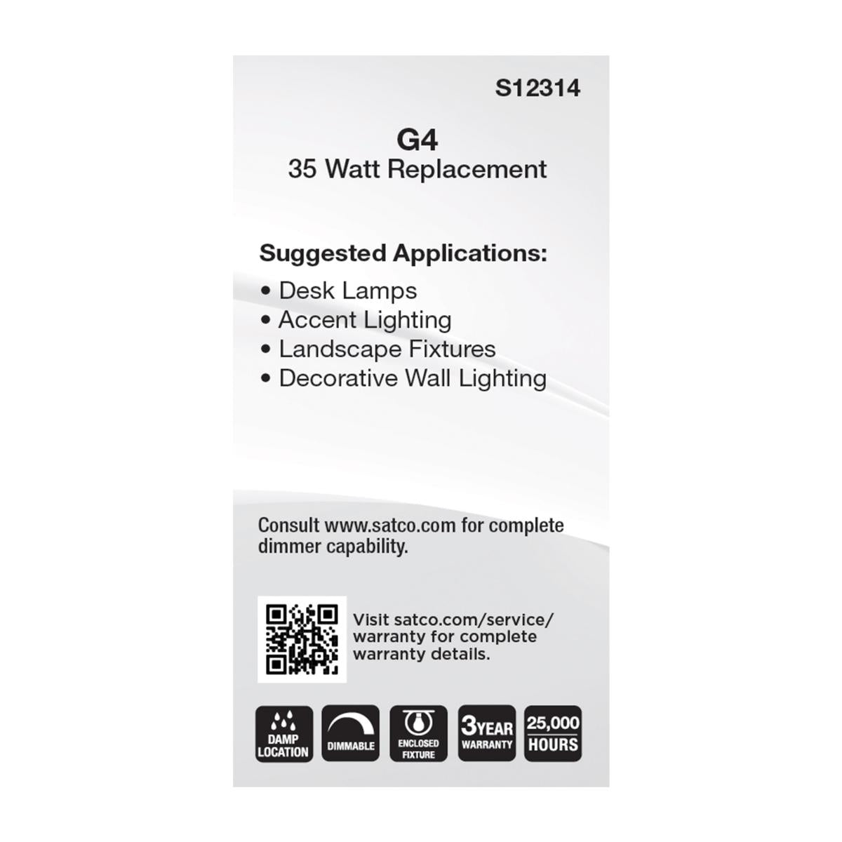 T6 Mini LED Bulb, 4.5 Watts, 430 Lumens, 3000K, G4 Base, Clear Finish, 12V - Bees Lighting