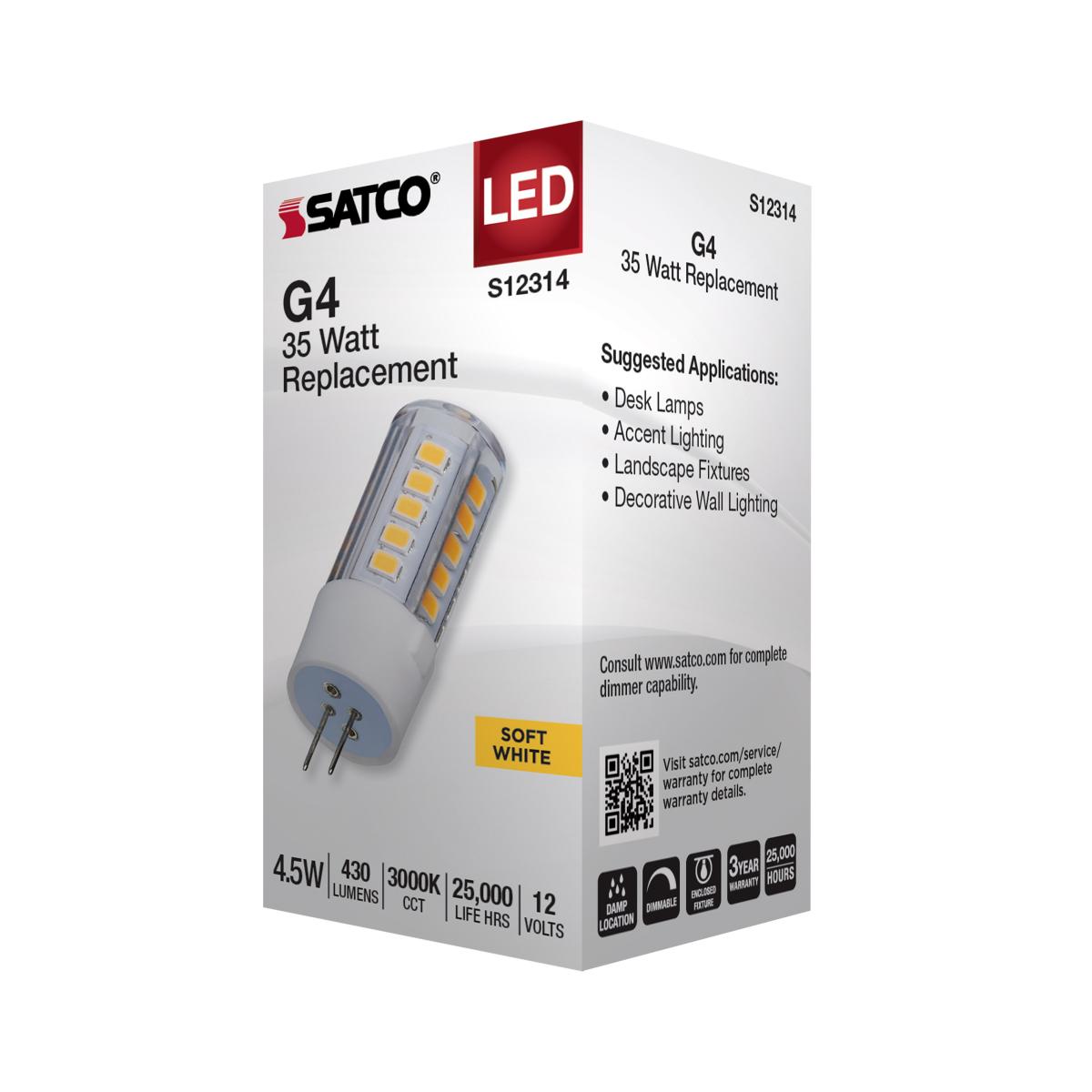 T6 Mini LED Bulb, 4.5 Watts, 430 Lumens, 3000K, G4 Base, Clear Finish, 12V - Bees Lighting