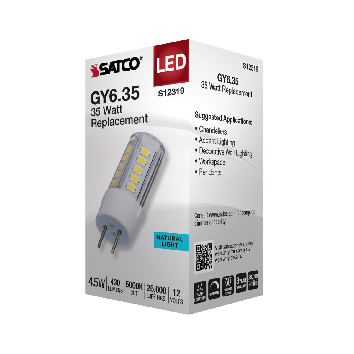 T6 Mini LED Bulb, 4.5 Watts, 430 Lumens, 5000K, GY6.35 Base, Clear Finish, 12V - Bees Lighting