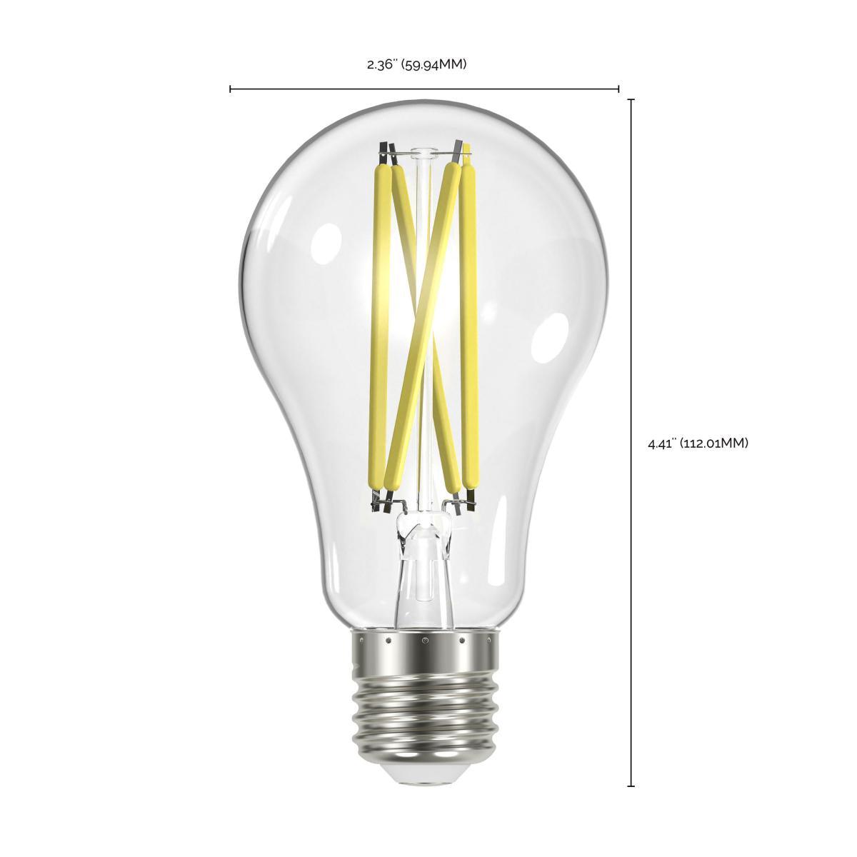 A19 Filament LED Bulb, 100W Equivalent, 13 Watt, 1500 Lumens, 2700K, E26 Medium Base, Clear Finish, Pack Of 4 - Bees Lighting