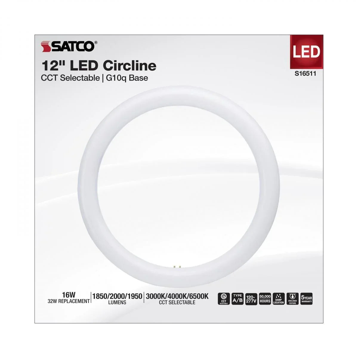 Satco LED Circline Lamps - G10Q Base, CCT Selectable - Bees Lighting
