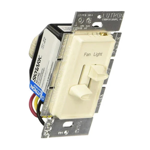 Skylark Dual Slide 3-Speed Fan and Light Control, Single Pole, Light Almond - Bees Lighting