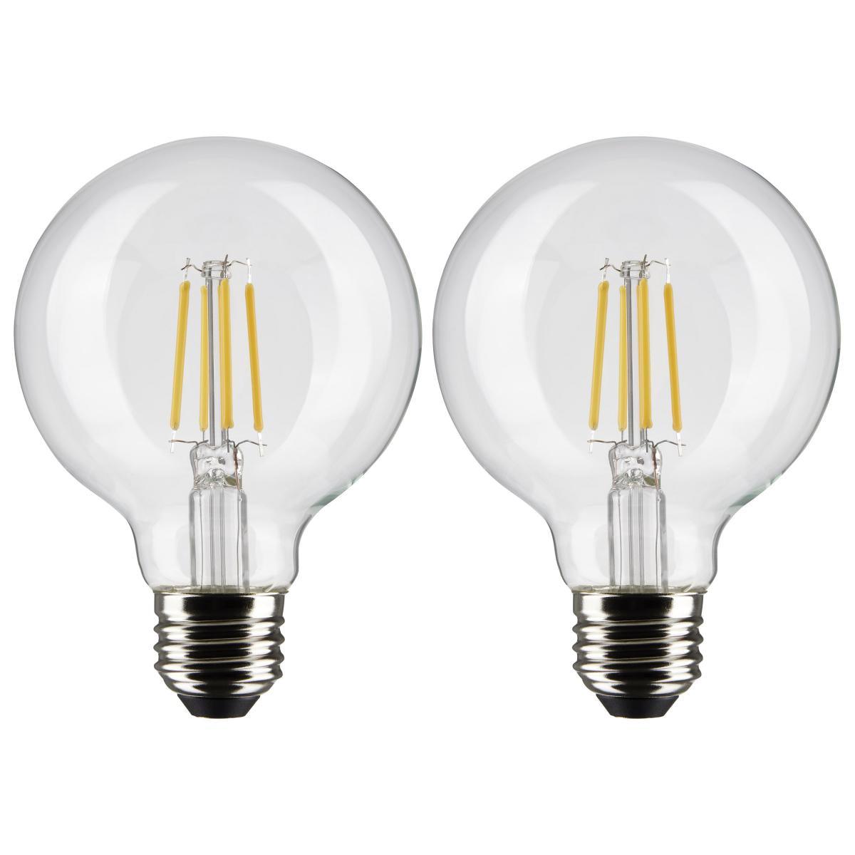 G25 Filament LED Globe Bulb, 5 Watt, 350 Lumens, 3000K, E26 Medium Base, Clear Finish, Pack Of 2