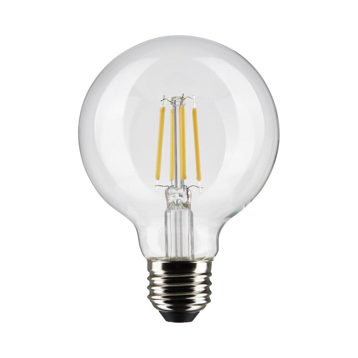 G25 Filament LED Globe Bulb, 6 Watt, 500 Lumens, 3000K, E26 Medium Base, Clear Finish, Pack Of 2