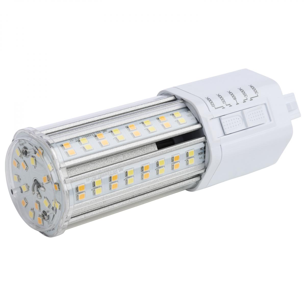 2 pin PL LED Bulb, 22 Watt, 2860 Lumens, Selectable CCT 3000K to 6500K, Universal, Replaces 42W CFL, G24d Base, Type B Ballast Bypass