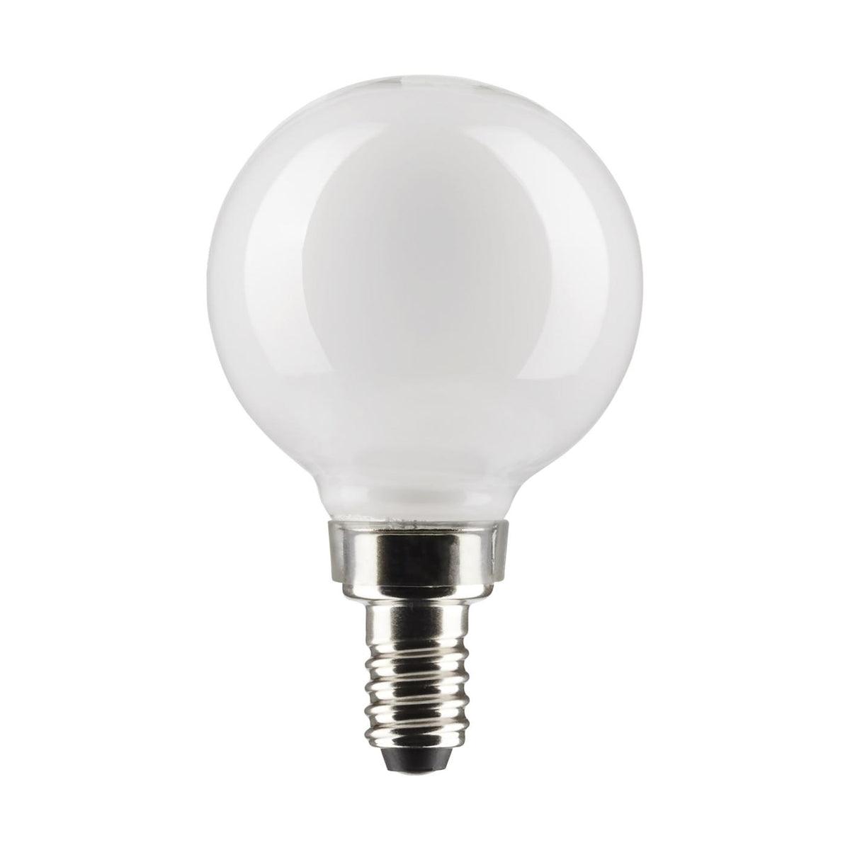G16.5 Filament LED Globe Bulb, 6 Watt, 500 Lumens, 2700K, E12 Candelabra Base, Frosted Finish, Pack Of 2