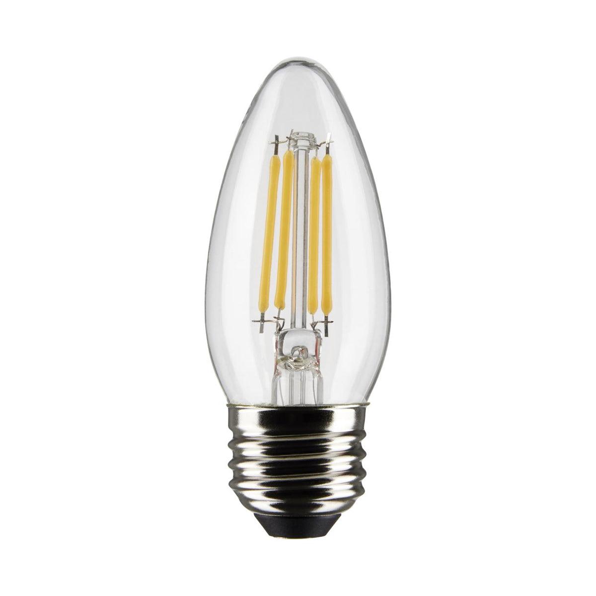 B11 Candle Filament LED Bulb, 40W Equivalent,4 Watt, 350 Lumens, 2700K, E26 Medium Base, Clear Finish, Pack Of 2