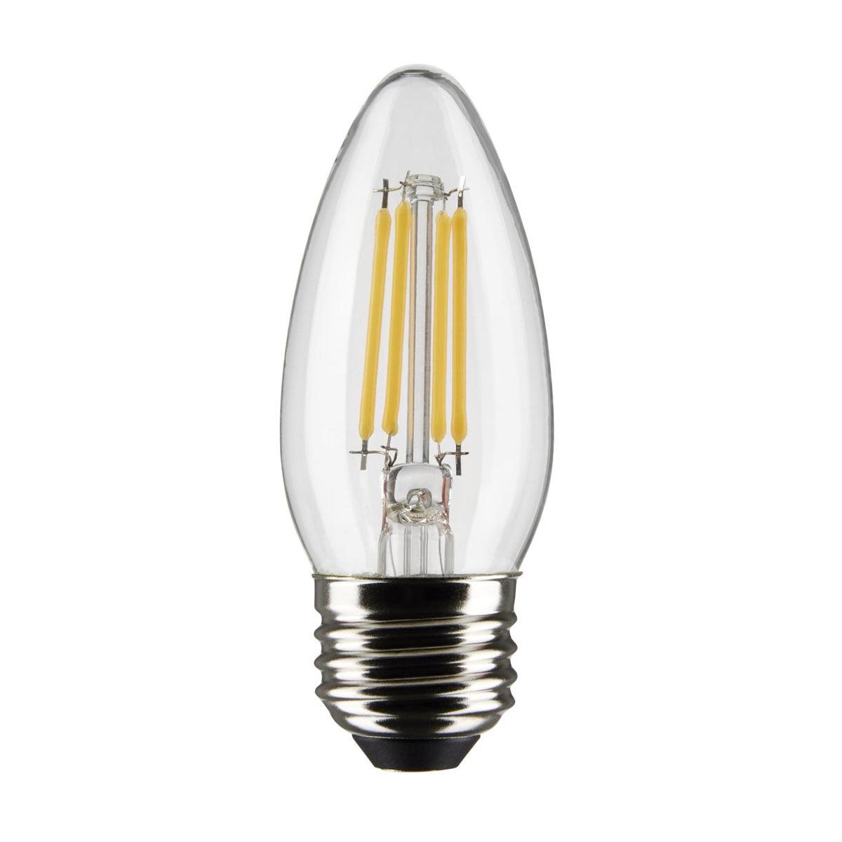 B11 Candle Filament LED Bulb, 60W Equivalent,6 Watt, 500 Lumens, 2700K, E26 Medium Base, Clear Finish, Pack Of 2