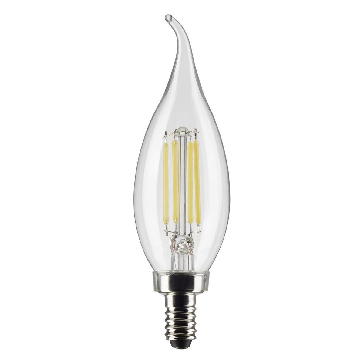 CA10 Candle Filament LED Bulb, 40W Equivalent,4 Watt, 350 Lumens, 3000K, E12 Candelabra Base, Clear Finish, Pack Of 2 - Bees Lighting