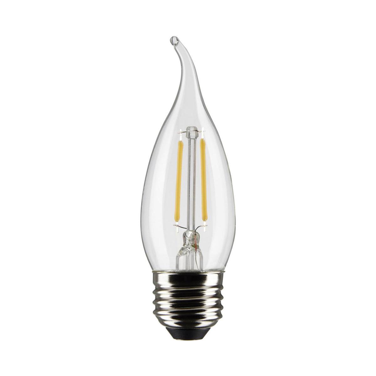 CA10 Candle Filament LED Bulb, 3 Watt, 250 Lumens, 2700K, E26 Medium Base, Clear Finish, Pack Of 2