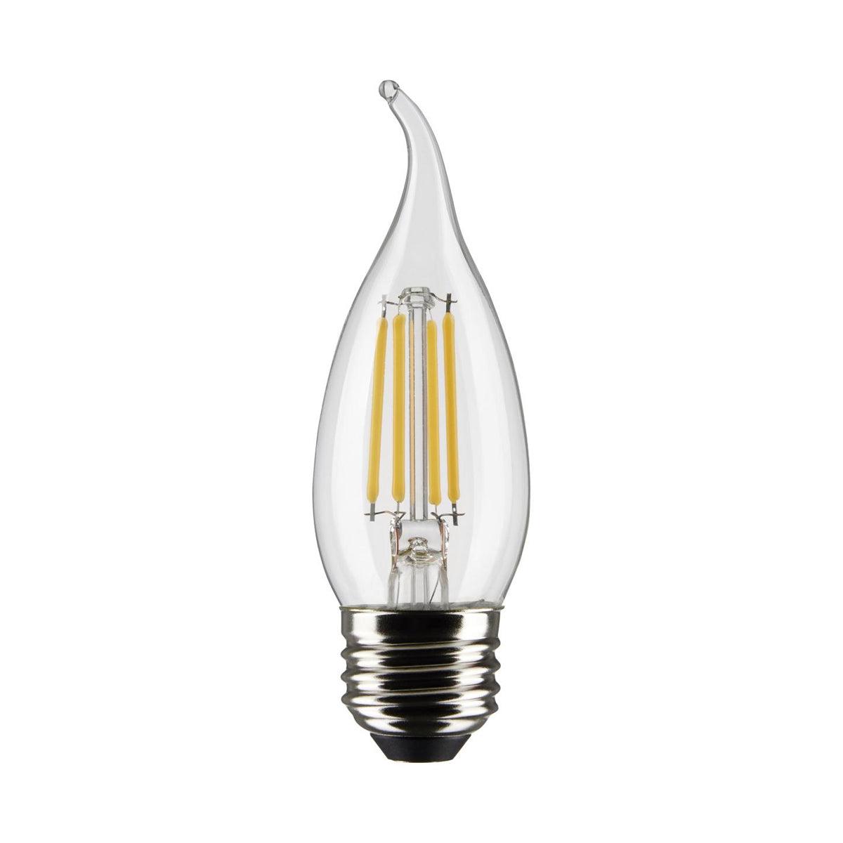 CA10 Candle Filament LED Bulb, 40W Equivalent,4 Watt, 350 Lumens, 2700K, E26 Medium Base, Clear Finish, Pack Of 2