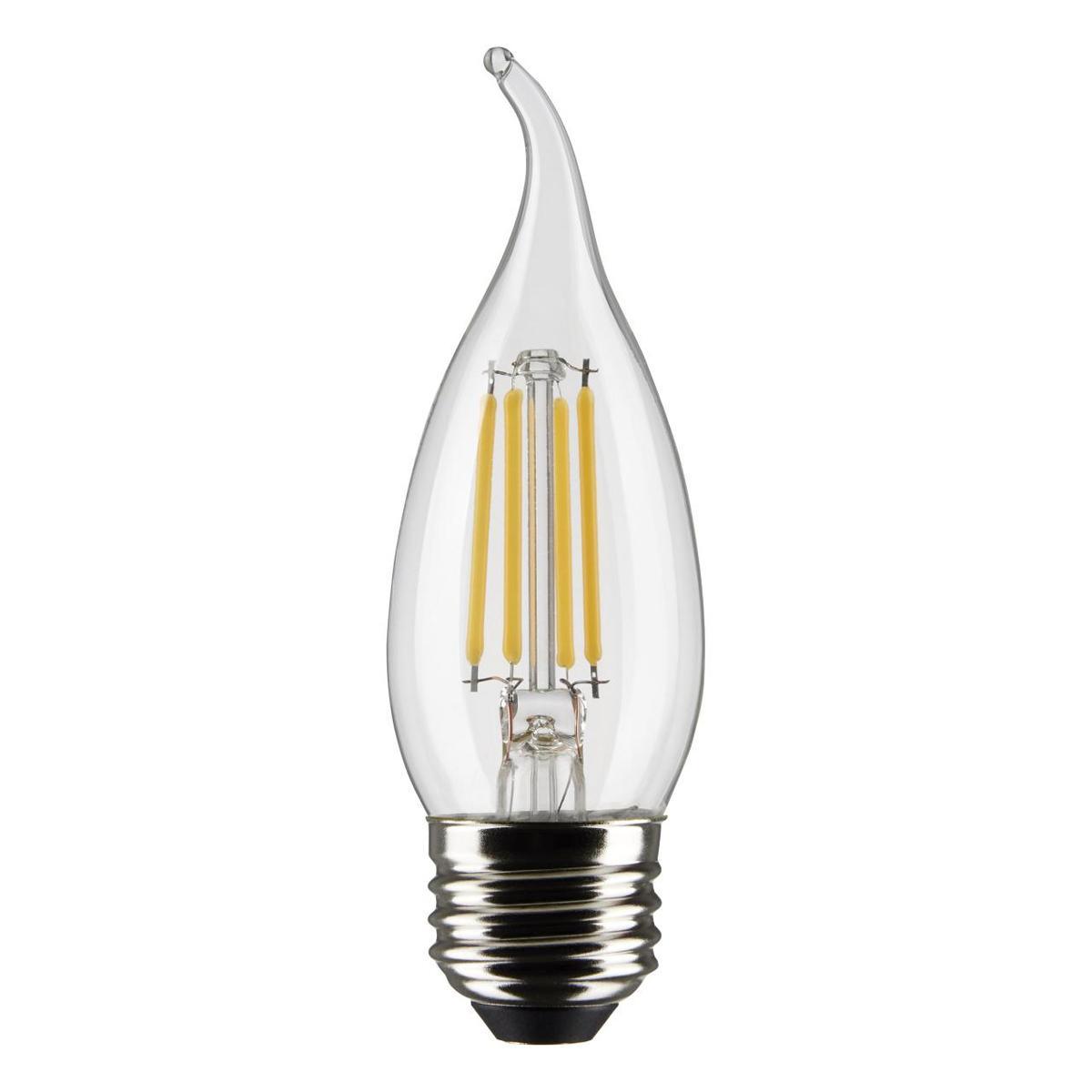 CA10 Candle Filament LED Bulb, 40W Equivalent,4 Watt, 350 Lumens, 3000K, E26 Medium Base, Clear Finish, Pack Of 2 - Bees Lighting