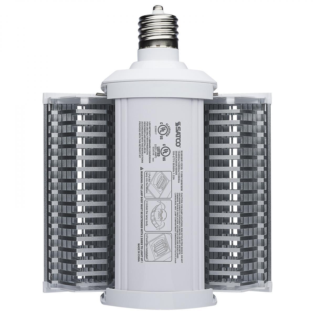 Wall Pack/Shoebox LED Retrofit Lamp, Wattage Selectable 90/100/110W, 15400 Lumens, Selectable CCT 30K/40K/50K, EX39 Mogul Extended Base, 120-277V