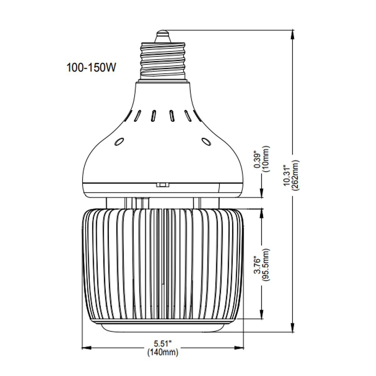 Hi-Pro LED High Bay Bulb, 100W|120W|150W, 21000 Lm, 5000K, 600W MH Equal, EX39 Mogul, 120-277V - Bees Lighting