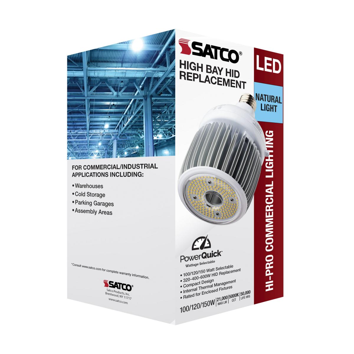 Hi-Pro LED High Bay Bulb, 100W|120W|150W, 21000 Lm, 5000K, 600W MH Equal, EX39 Mogul, 120-277V - Bees Lighting