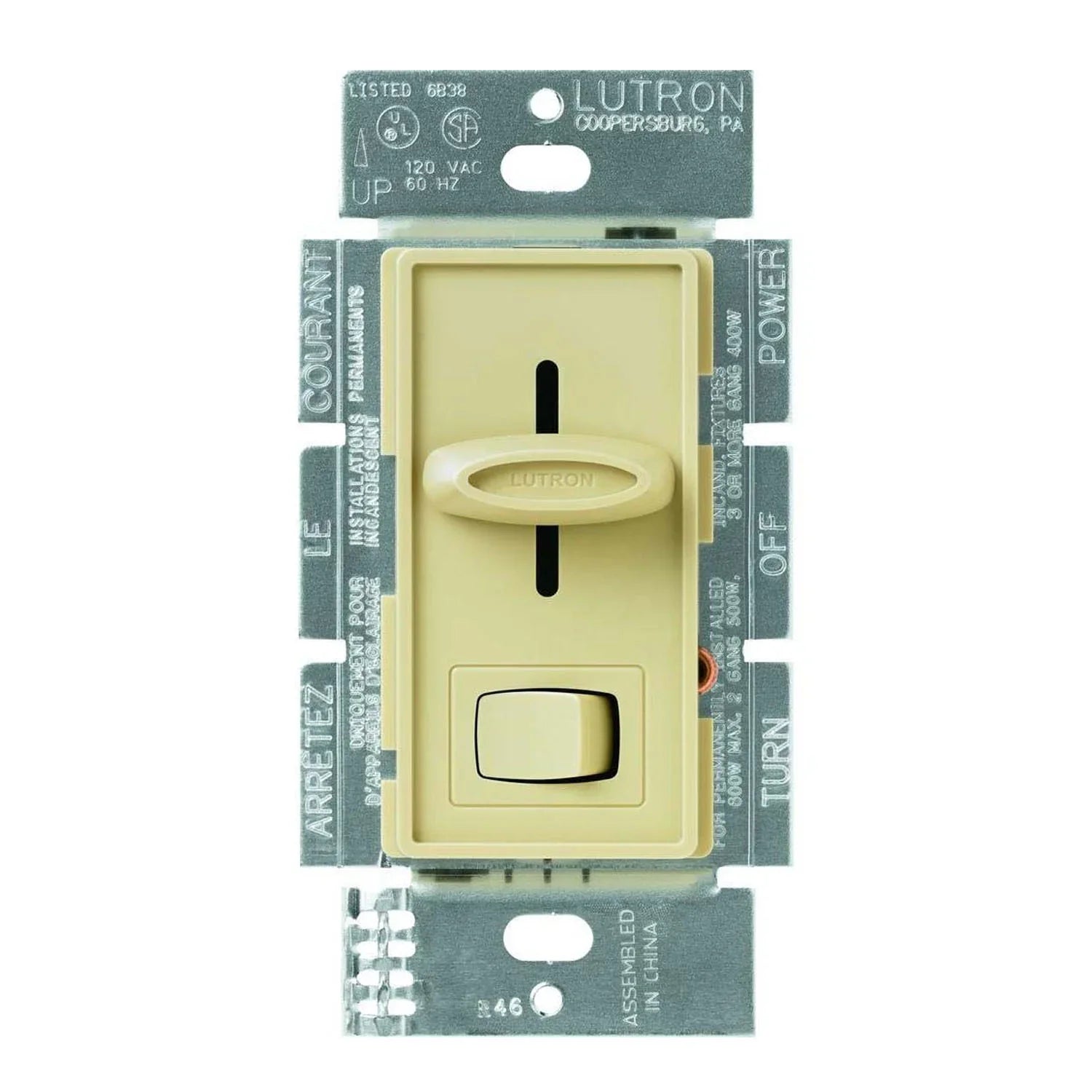 Skylark Fluorescent/LED Dimmer Switch, Single Pole or 3-Way, Ivory - Bees Lighting