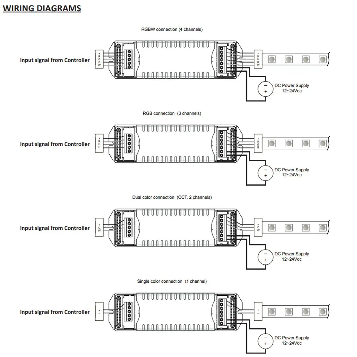 LUXcontrol Smart Power Repeater, 4-Channel / 5-Wire, 12VDC-24VDC Input, 5A - Bees Lighting