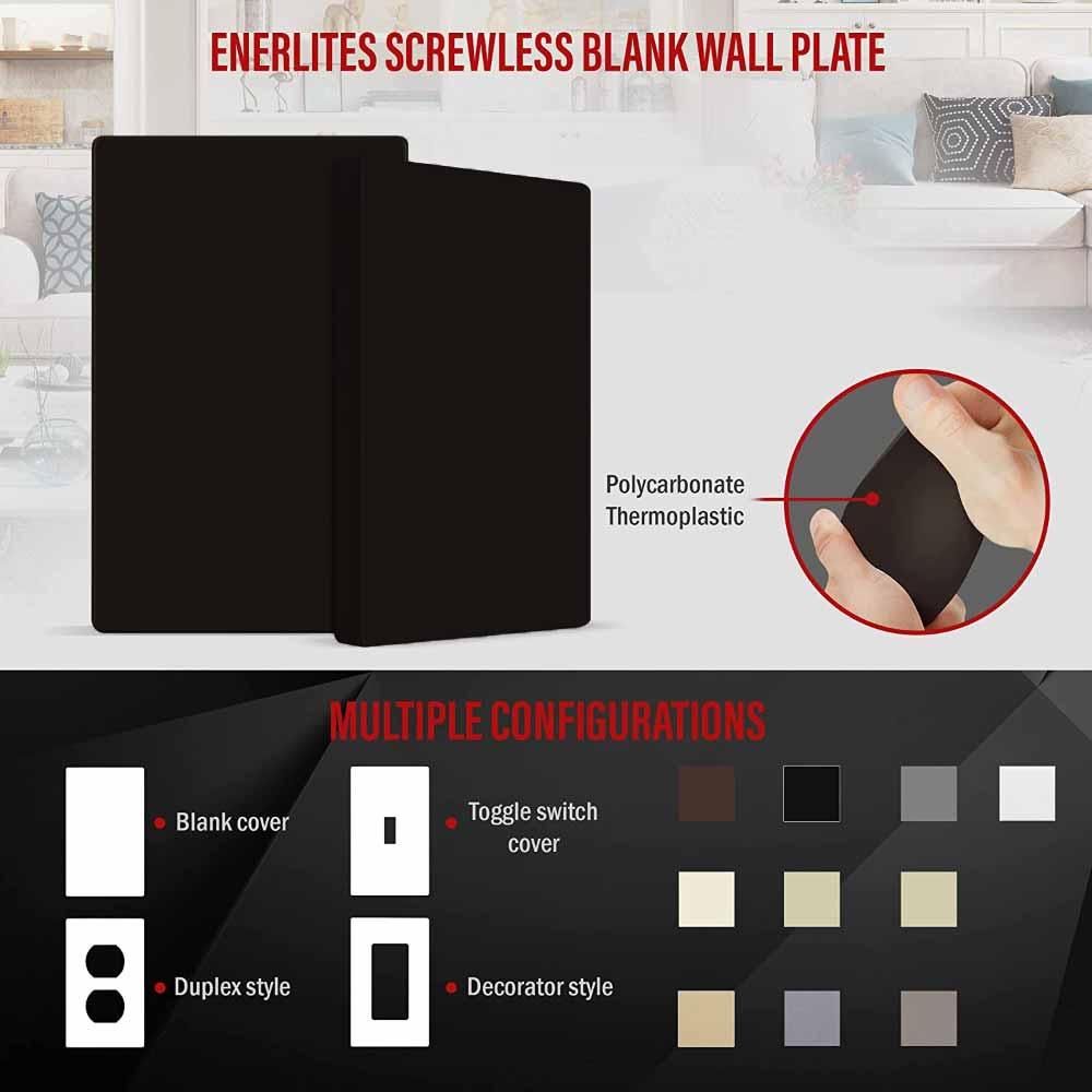1-Gang Screwless Blank Wall Plate, Black - Bees Lighting