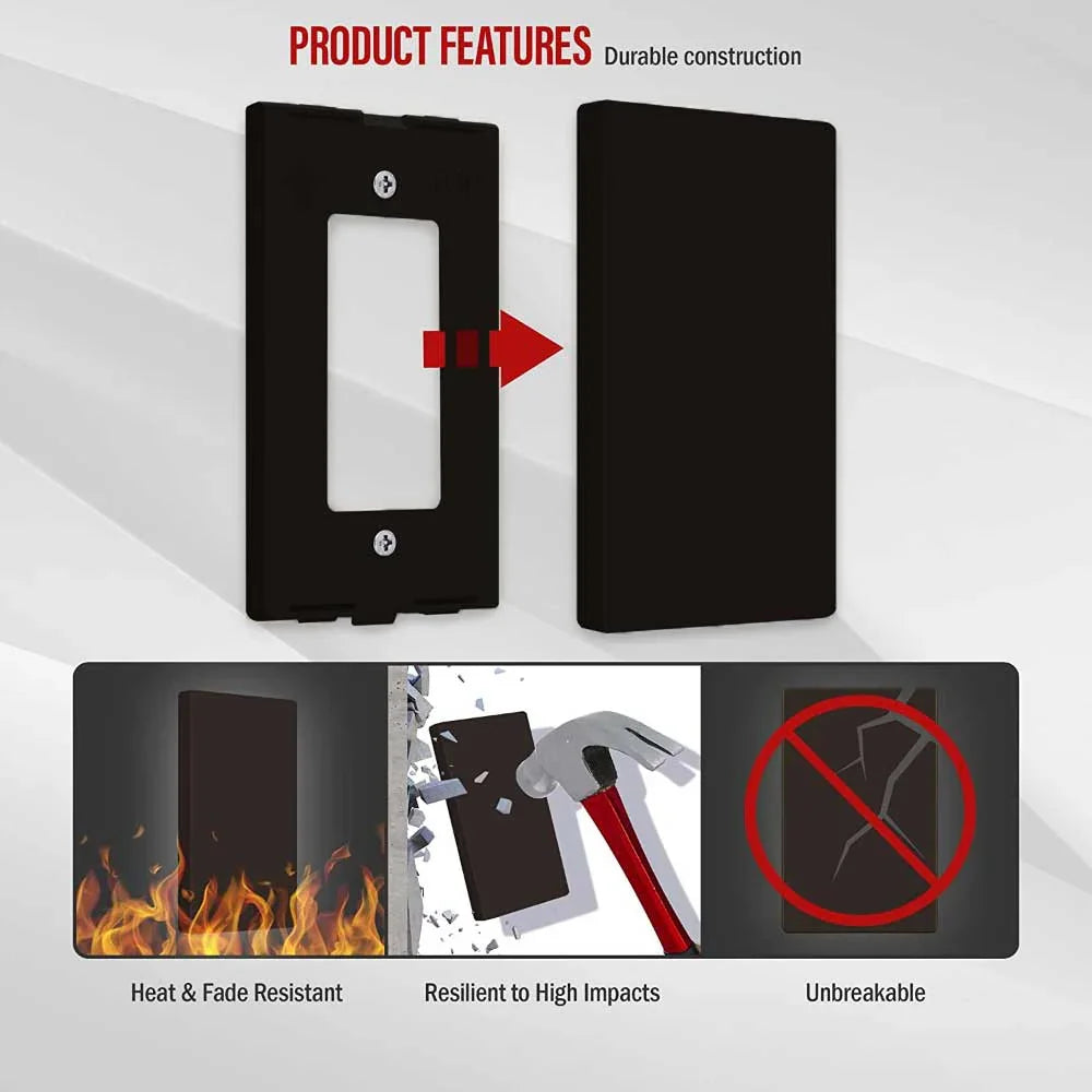 1-Gang Screwless Blank Wall Plate, Black - Bees Lighting