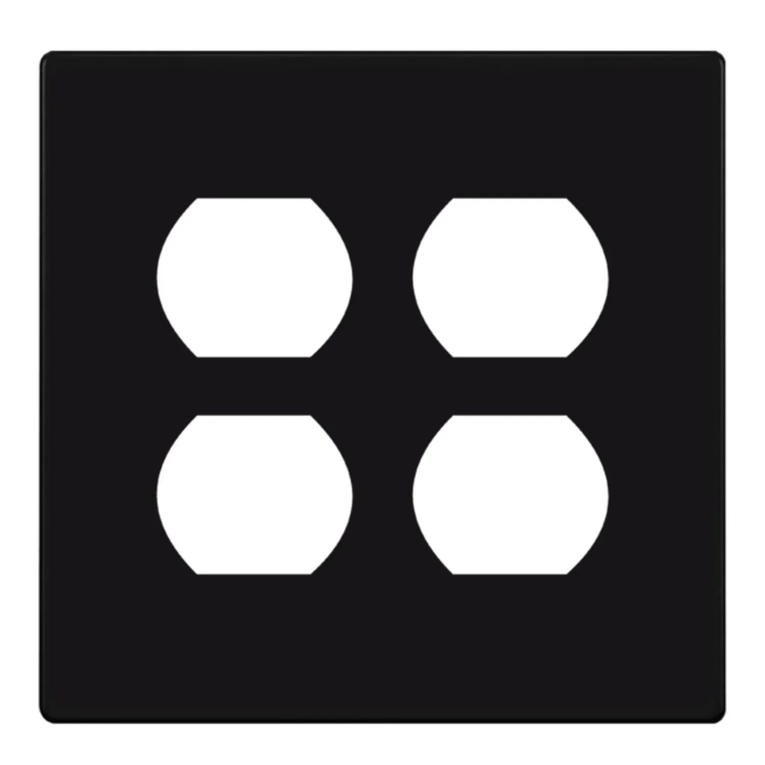 2-Gang Screwless Duplex Outlet Cover Plate, Black - Bees Lighting