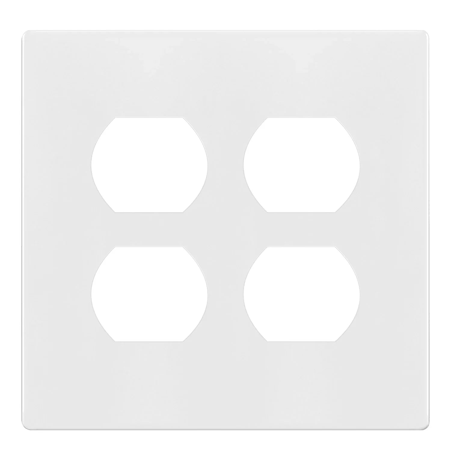 2-Gang Screwless Duplex Outlet Cover Plate, White - Bees Lighting
